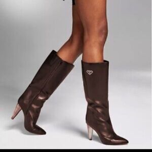 INC International Concepts Brown Heeled Boots with Silver Accents 10